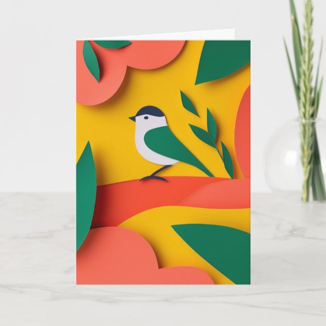 Cheerful Bird Gift Perch Card (Front)