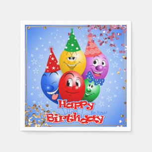 Cheerful Birthday Balloons Napkin