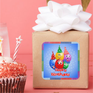 Cheerful Birthday Balloons Square Sticker
