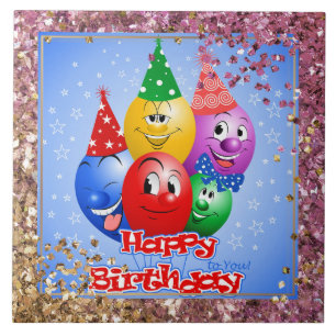 Cheerful Birthday Balloons Tile