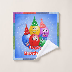 Cheerful Birthday Balloons Wash Cloth
