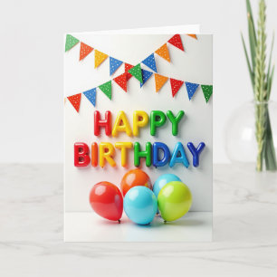 Cheerful Birthday Inflated Letters Card