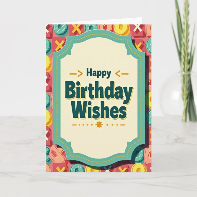 Cheerful Birthday Scalloped Frame Card (Front)