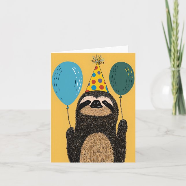 Cheerful Birthday Sloth Birthday Card (Front)