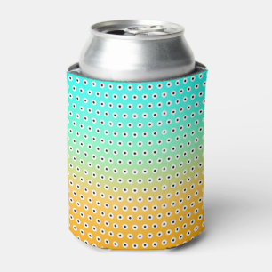 Cheerful Black/White Polka Dot On Turquoise/Gold Can Cooler