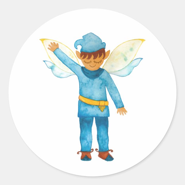 Cheerful Blue Elf Sticker (Front)