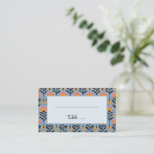 Cheerful Blue Floral Botanical Place Card