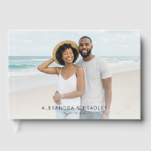 Cheerful Blue Minimalist Photo Guest Book