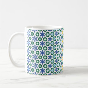 Cheerful Blue Yellow Patterned  Coffee Mug
