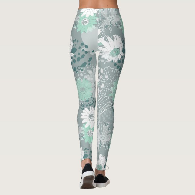 Cheerful Bohemian in Aqua Grey Leggings (Back)