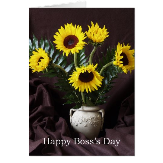 Cheerful Boss Day Greeting -- Sunflowers Card