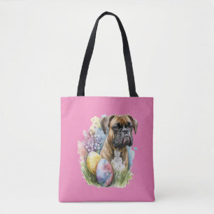 Cheerful Boxer Dog Easter Egg, Happy Easter Boxer Tote Bag