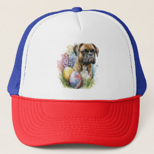 Cheerful Boxer Dog Easter Egg, Happy Easter Boxer Trucker Hat