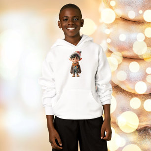 Cheerful Boy Christmas Elf Boy's Hoodie
