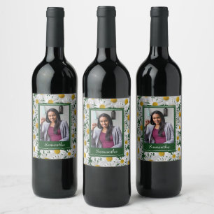 Cheerful Bright Daisy Custom Photo – Wine Label