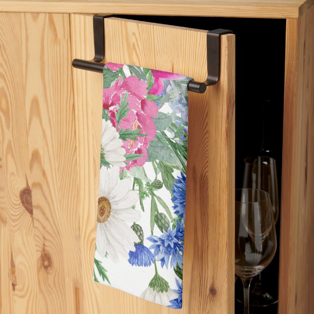 Cheerful Bright Spring Daisies Tea Towel (Thirds Fold)