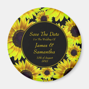 Cheerful Bright Yellow Sunflower  - Save The Date Magnet