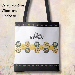 Cheerful Bumblebee "Be Kind" Sunflower Market Tote