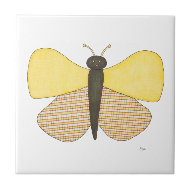 Cheerful Butterfly Art Tile-Erin Brie Art Ceramic  Tile (Front)