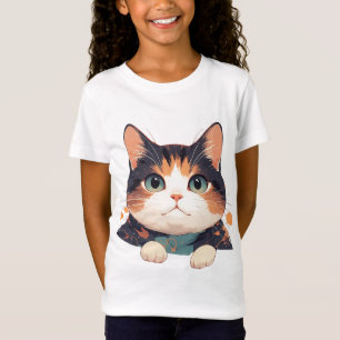 Cheerful Calico Kitten With Big Green Eyes T-Shirt