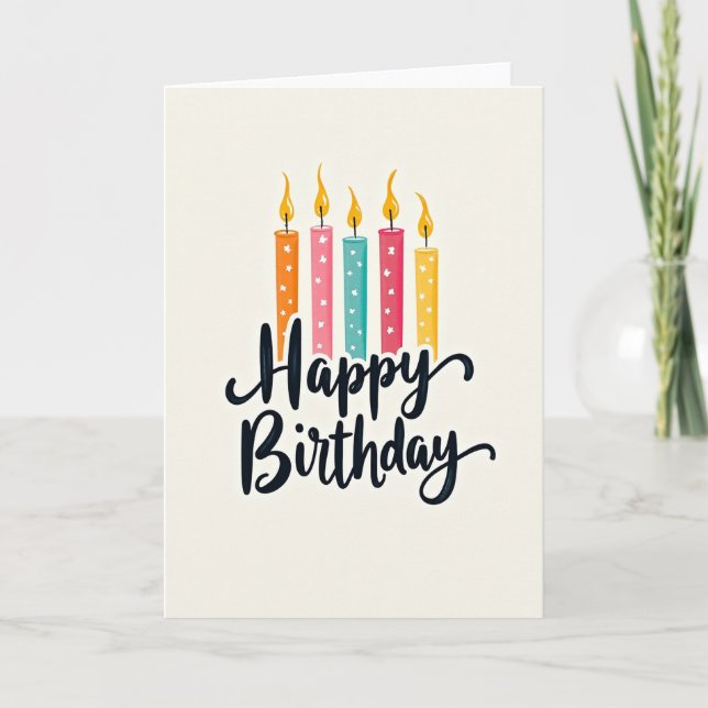 Cheerful Candle Birthday Card (Front)
