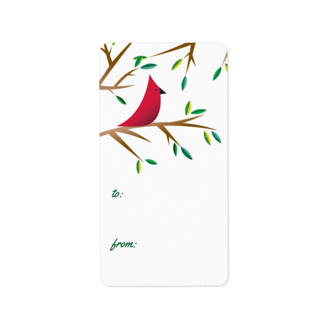 Cheerful Cardinal Blank Winter Holiday Gift Tag (Front)