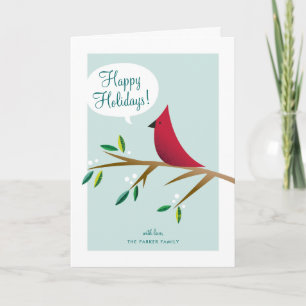 Cheerful Cardinal Folded Holiday Card