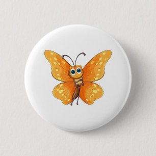 Cheerful Cartoon Butterfly  6 Cm Round Badge