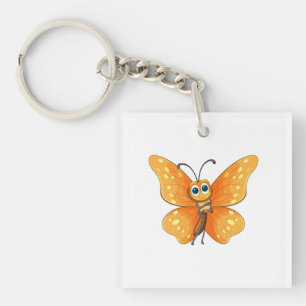 Cheerful Cartoon Butterfly Key Ring