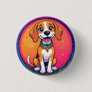 Cheerful Cartoon Dog 3 Cm Round Badge