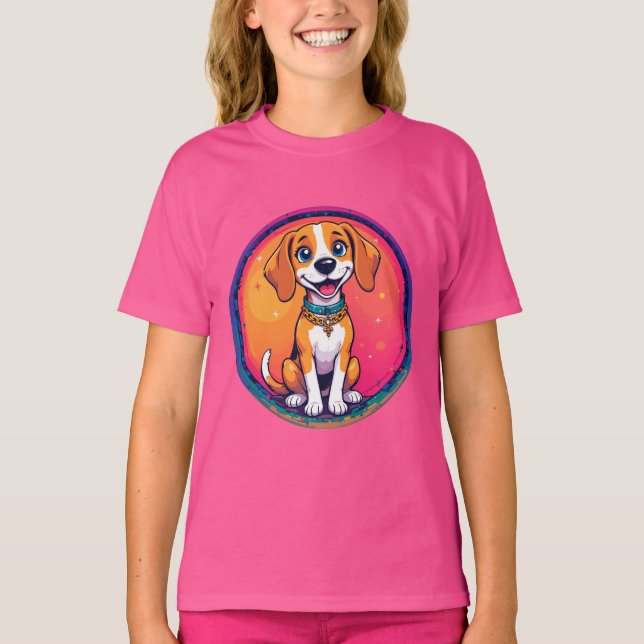 Cheerful Cartoon Dog T-Shirt (Front)