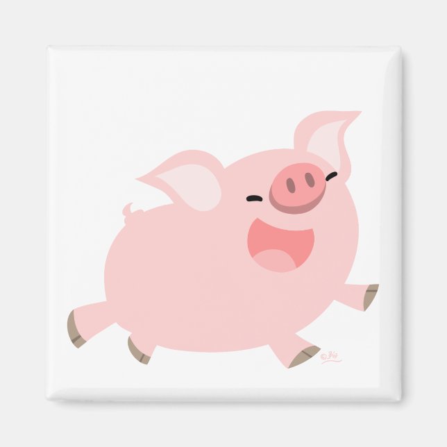 Cheerful Cartoon Pig magnet (Front)
