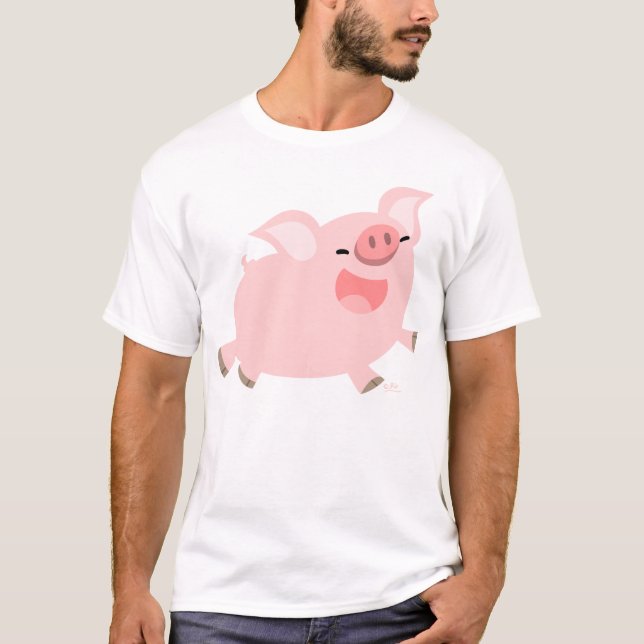 Cheerful Cartoon Pig T-shirt (Front)