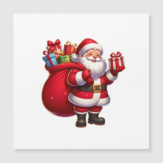 Cheerful Cartoon Santa Holding Gift (Front)