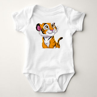 Cheerful Cartoon Tiger Cub Jersey Baby Bodysuit