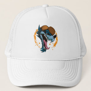 Cheerful Cartoon Wolf Trucker Hat