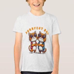 Cheerful Cats Wearing Sunglasses Fun Style 🐱 Tri-Blend Shirt