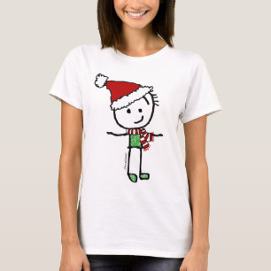 Cheerful Charlie Stick-Fig, Christmas Holiday T-Shirt