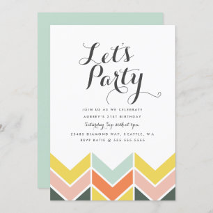 Cheerful Chevron Birthday Invite