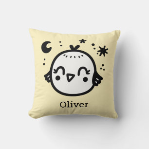Cheerful Chick - Kawaii Bird Line Art" Cushion