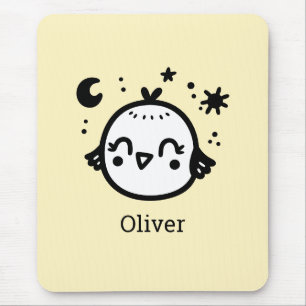Cheerful Chick - Kawaii Bird Line Art" Mouse Mat