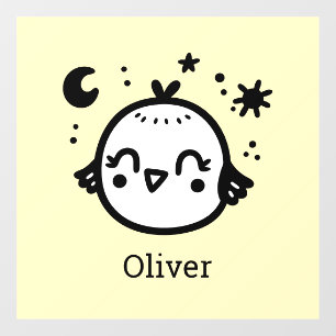 Cheerful Chick - Kawaii Bird Line Art" Window Cling