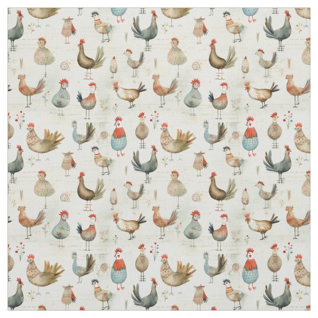 Cheerful Chicks: Whimsy Chicken Fabric (Swatch)