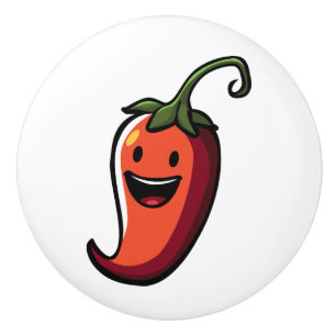 Cheerful Chilli Pepper Ceramic Knob