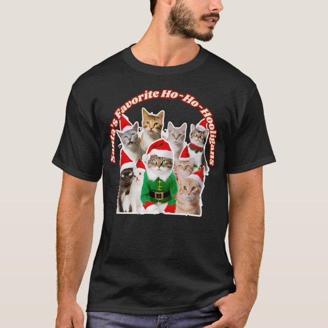 Cheerful Christmas Cats With Gifts - Festive Holid T-Shirt (Front)