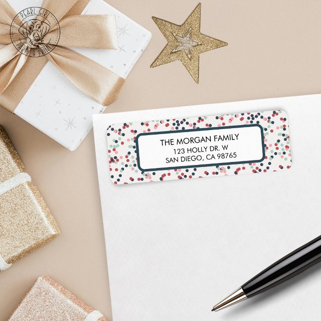 Cheerful Christmas Confetti Return Address (Creator Uploaded)
