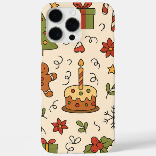 Cheerful Christmas Doodle Pattern iPhone 16 Pro Max Case