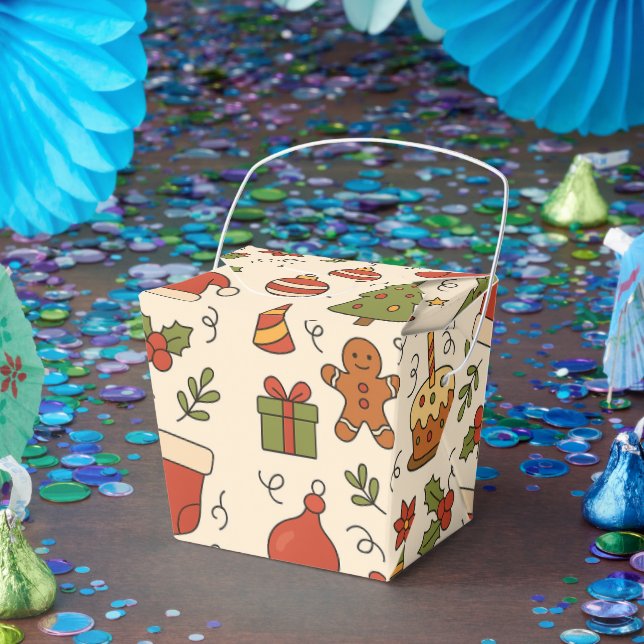 Cheerful Christmas Doodle Pattern Favour Box (Party)