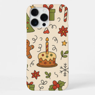 Cheerful Christmas Doodle Pattern iPhone 16 Pro Max Case