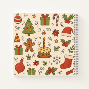 Cheerful Christmas Doodle Pattern Notebook